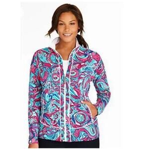 NEW Talbots Womens Athleisure Full Zip Jacket 3X Pink Colorful Beachy Spring